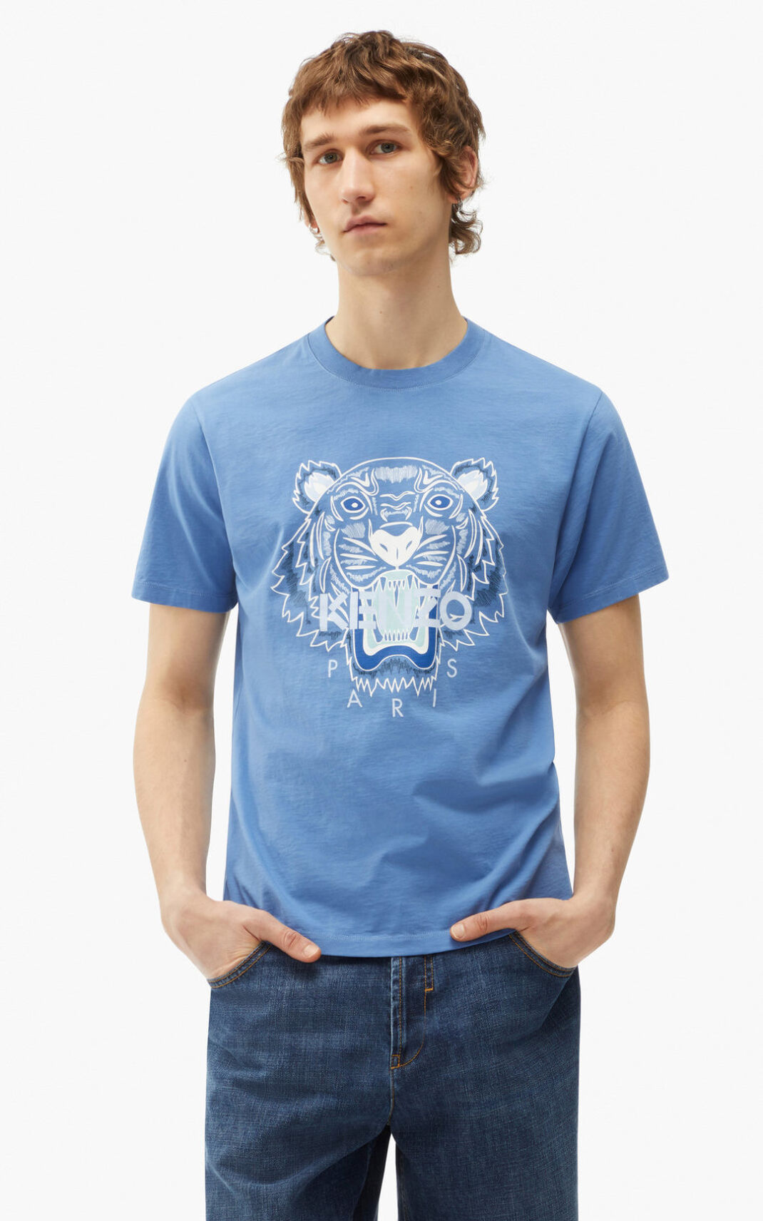 Camisetas Kenzo Tiger Hombre Azules ULE376089